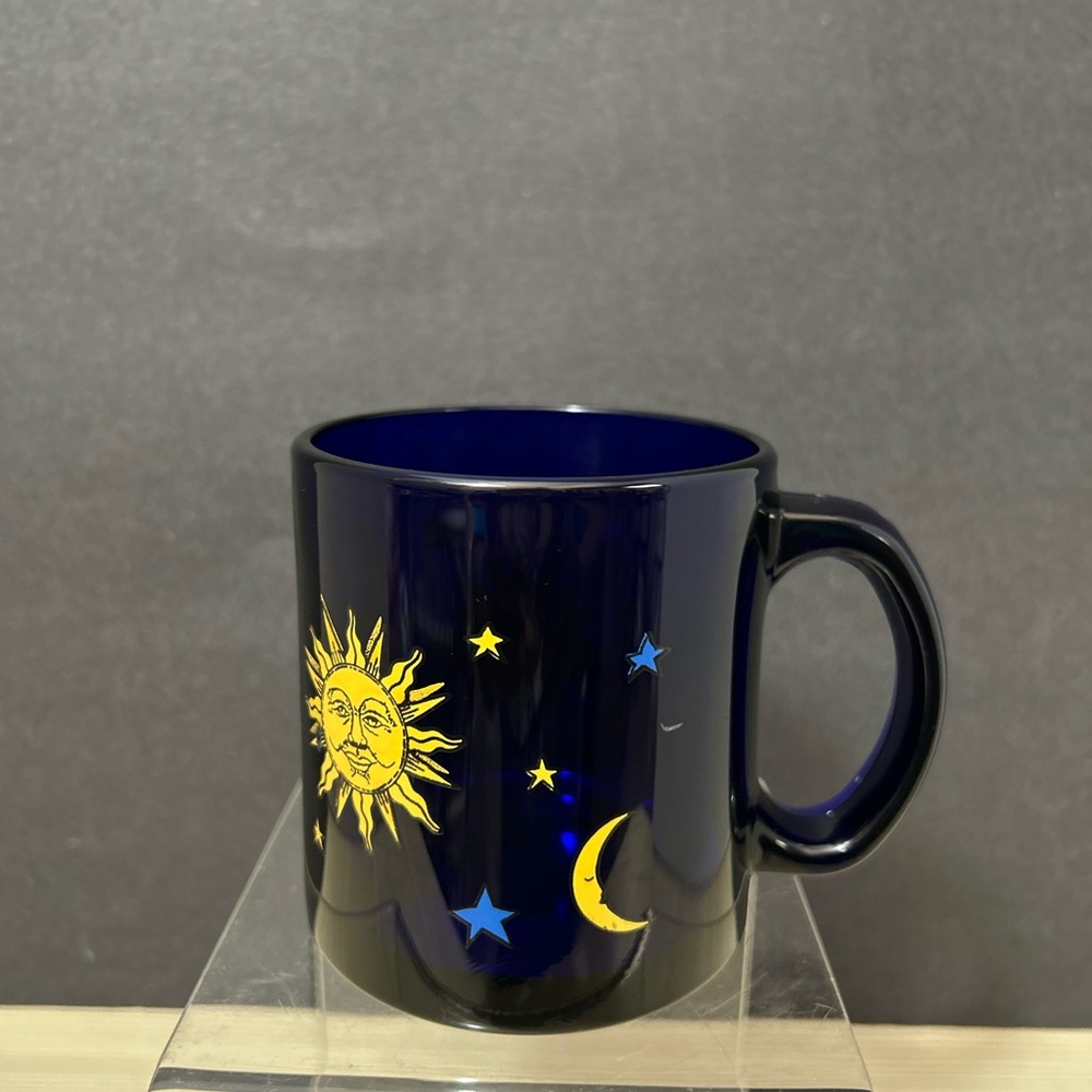 Libbey Celestial Blue Mug with Sun and Moon